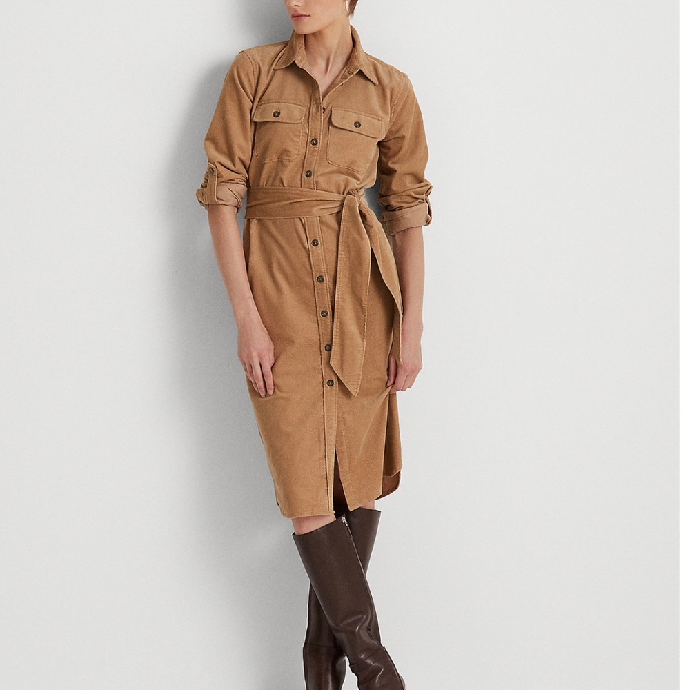 Belted Corduroy Shirtdress